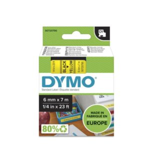 Dymo D1 Tape (6mm x 7m, Black on Yellow)