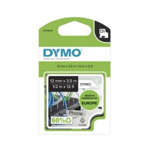 Dymo D1-Tape Nylon (High Performance), 12mm x 3.5m, Black on White