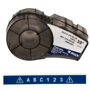 Brady Labels M21-375-595-BL 9.53×6.4m, White on Blue, Self-Adhesive, Roll of 6.4 m