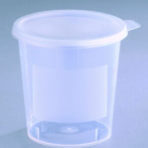 Beaker 400 ml, PP, white w. snap lid, assembled, sterile, pack of 185