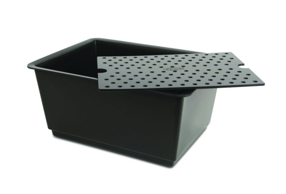 SCAT Catching Bowl PE-HD, Electrically Conductive with Sieve Socket Inlay, 440x320x230mm