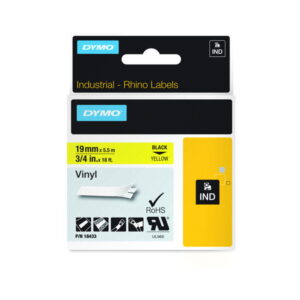 Dymo Original IND Tape for Rhino Label Makers (19mm x 5,5m, Black on Yellow)​