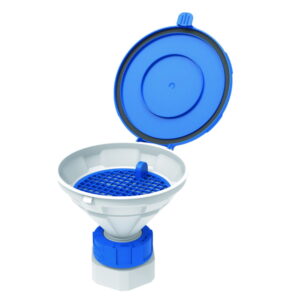 SCAT Funnel with lid “MARCO”, V2.0, S65, PE-HD, with removable sieve, Ø 140 mm