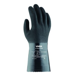 Uvex U-Chem 3100 Chemical Protection Gloves, Black, Size 9, Nitrile Rubber, Box of 10 Pairs​