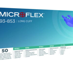 Ansell Microflex, size 7½-8 (M) Nitrile glove, Blue, Powder-Free, Non-Sterile, 295mm, Pack of 10×50