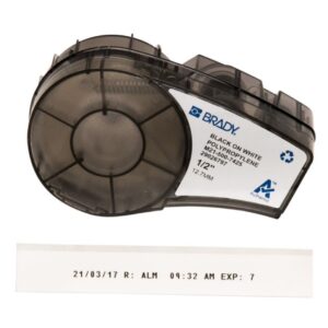 Brady Labels M21-500-7425-12.70×6.4m Black on White Polypropylene Roll of 6.4 m