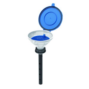 SCAT Funnel with lid “MARCO”, V2.0, S55 PE-HD, with lance (220 mm) and removable sieve