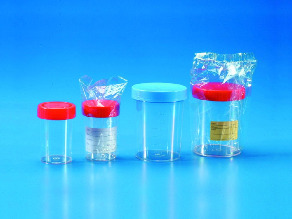 Kartell Containers for Urine 200 mL with Screw Cap PP Indiv. Wrap Aseptic with Label