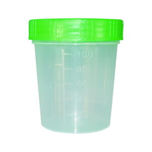 Paul Boettger Urine Beaker 125 ml, PP with Screw-Cap Green, HD-PE, Pack of 100