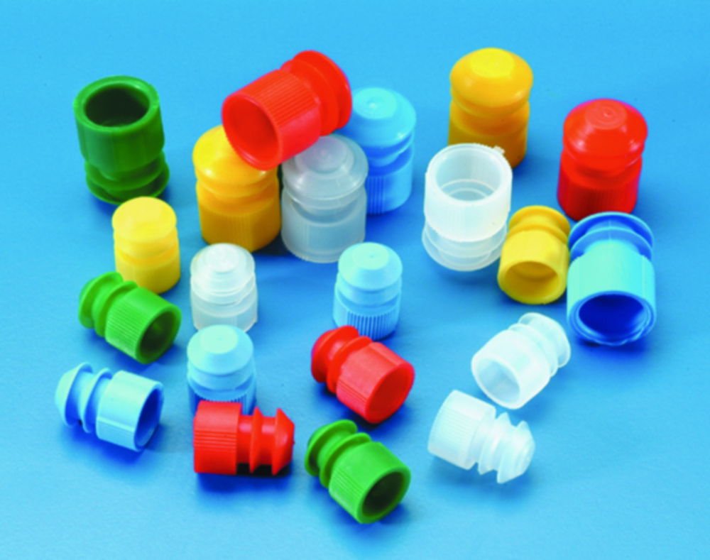 Kartell Caps for Test Tubes, 11–13 mm, Red, PE, Pack of 100