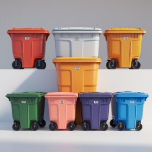 Blue 240 liter wheelie bin