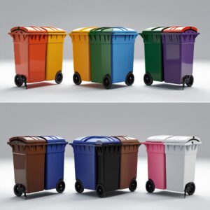 550 liter white wheelie bin