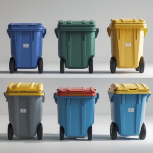 Blue 120 liter wheelie bin