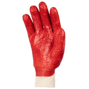 Red PVC Knit Wrist Terry Palm Glove