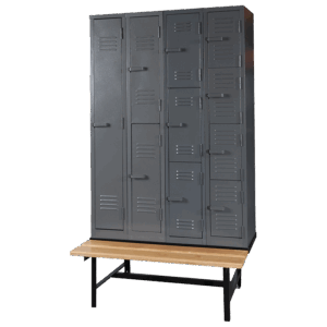 Solid Steel Lockers on Bench