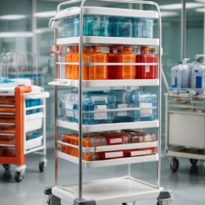 medical dressing trolley with drawers
