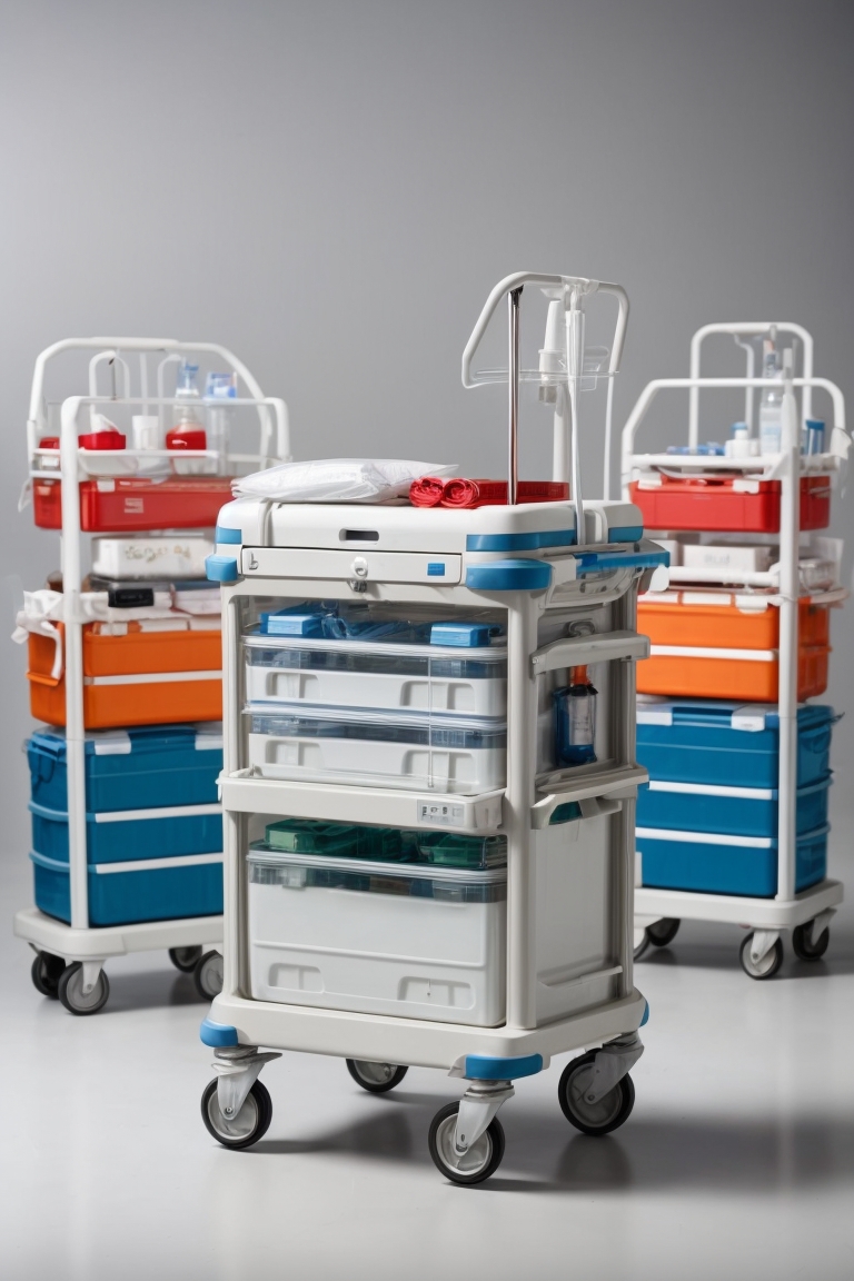 mobile Emergency trolley _ epoxy powder coated throughout