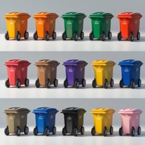 Orange 550 liter wheelie bin