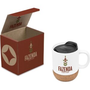Sienna Cork Promo 340ml Ceramic Mug In Gift Box – Eco Friendly Drinkware