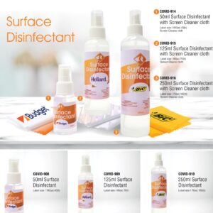 50ml Surface Disinfectant with full colour sticker and Screen Cleaner Cloth with sublimation print