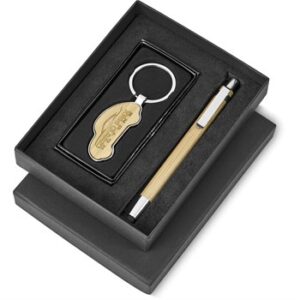 Bamboo Car Shaped Keyring & Stylus Pen Promo Gift Set