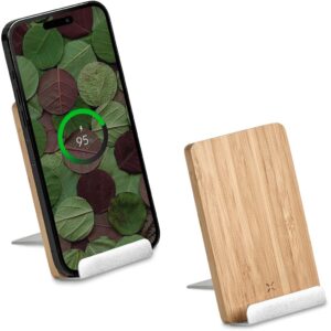 Bamboo & Recycled Aluminium Wireless Charging Phone Stand