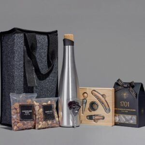 Bar Corporate Gift Hamper – 1L Carafe, Bamboo Wine Set, Various Nuts, Nougat & Africa Sucker in Rpet Tall Cooler Bag