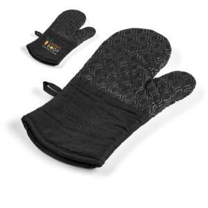 Eco-Friendly Black Padded Cotton Oven Glove (Single)