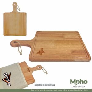 Eco Friendly Square Wooden Paddle Serving Board In Cotton Bag – Min 20 Units