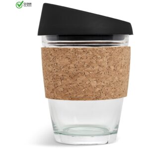 Hands-Free Glass Water Bottle – 850ml with insulating cork finish neoprene sleeve