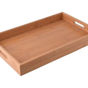 Natural Bamboo Serving Tray with Integrated Handles
