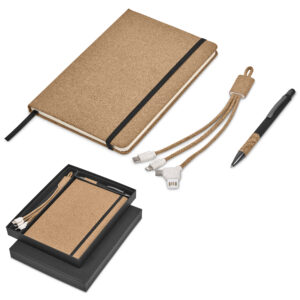 Okiyo Ikeda Eco Friendly Corporate Gift Set – A5 Notebooks, Pen & Charging Cable
