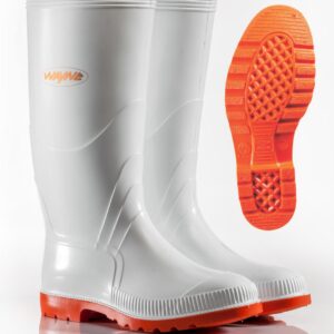 Gumboot White Pvc Red Sole . Sizes: 6-12