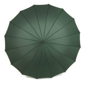 Manual opening sixteen panel umbrella with wooden shaft and hand