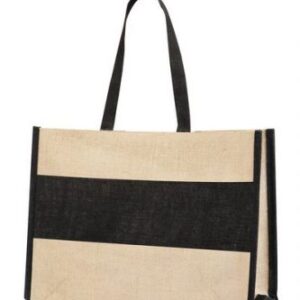 Jute Shopping Bag With Black Strip
