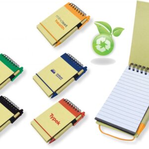 Eco notebook orange includes pen – Min Order 100