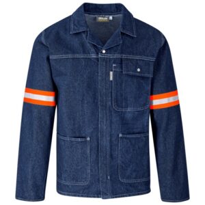 Cast Premium 100% Cotton Denim Workwear Jacket – Reflective Arms – Orange Tape